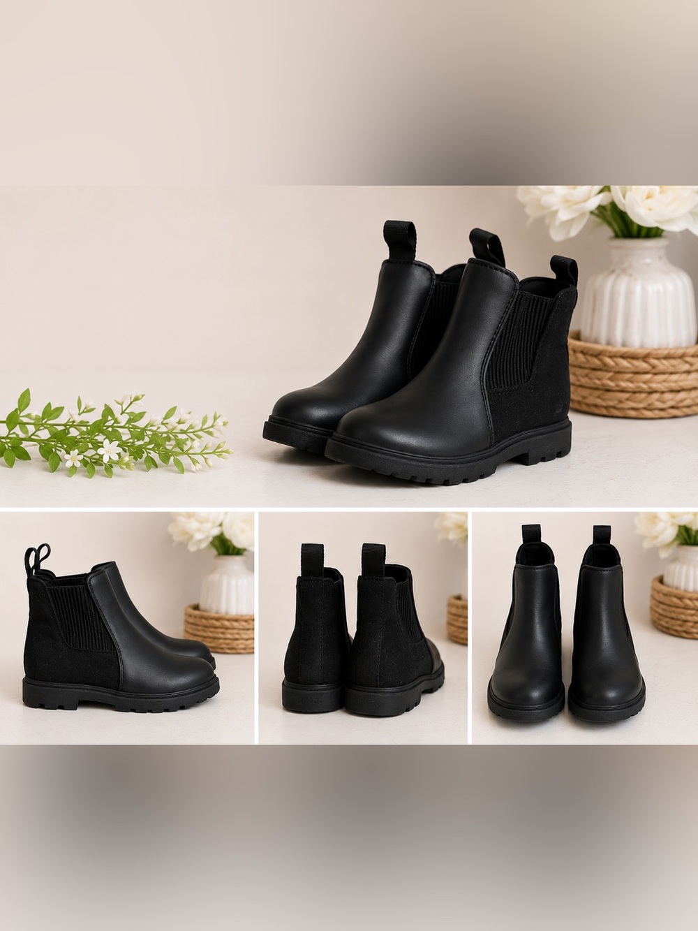 Native Kids Black Chelsea Boots - Classic Slip-On Ankle Boot